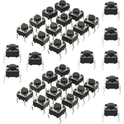 Mikroschalter 200 Stück 6x6x5mm Mini Drucktaster 4Polig schwarz