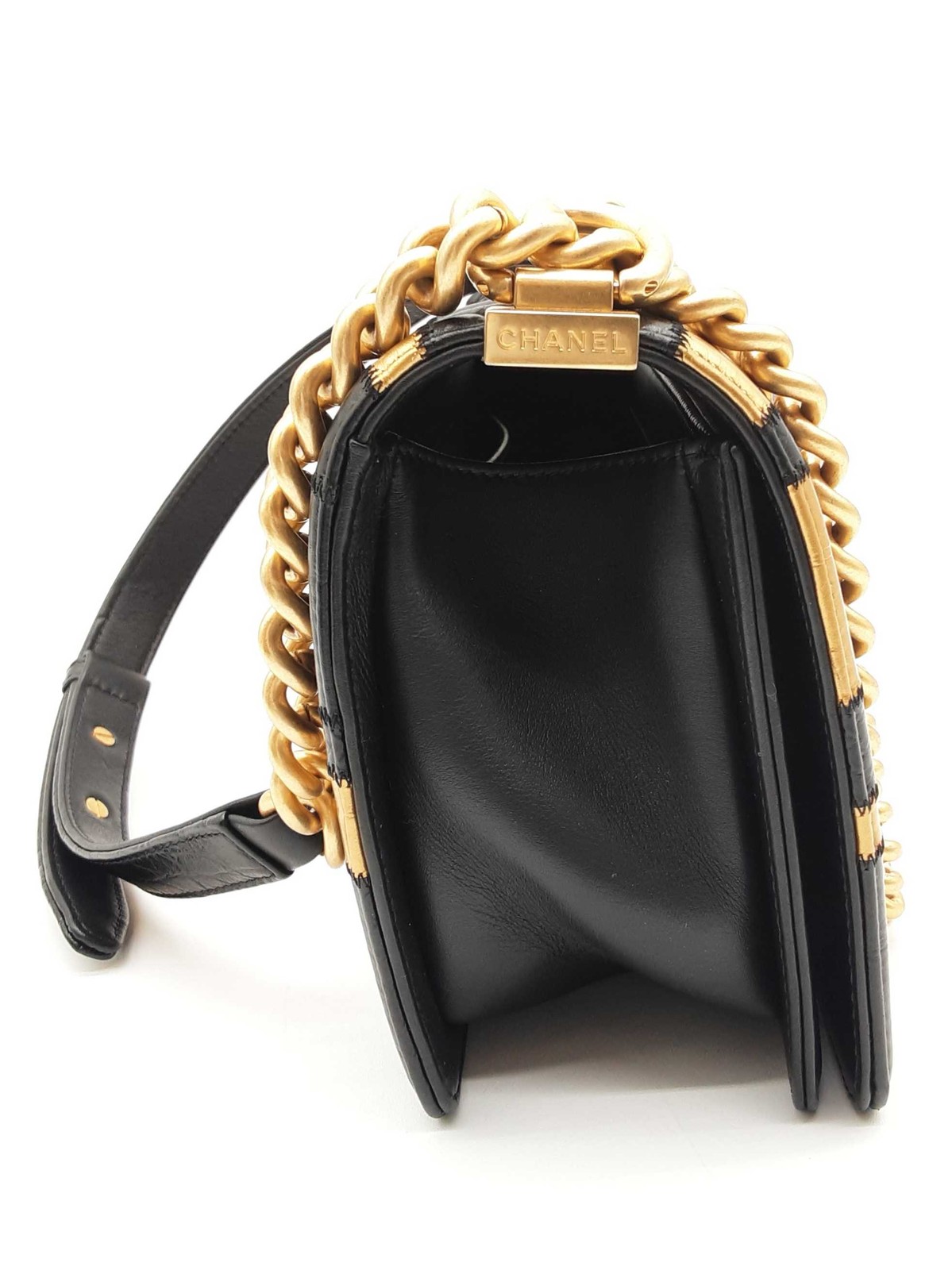 Chanel Boy Flap Gold Black Patchwork Embossed Lea… - image 6