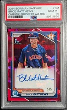 2024 Bowman Sapphire BRICE MATTHEWS 1st CHROME PROSPECT Auto Red RC 5/5 PSA 10