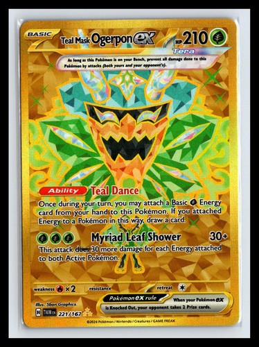 NM Holo Teal Mask Ogerpon ex Twilight Masquerade 221/167 Pokemon 5ban Graphics