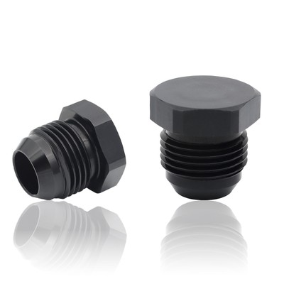 4/6/10 AN Male Flare Blanking Plug Hex Cap Fitting Adapter Aluminum Black 2PCS