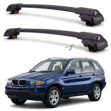 Roof Rack Cross Bars For Bmw X5 E53 2000-2006 Raised Rail Aluminum Black Pair