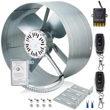 Upgraded 15 Inch Gable Attic Fan with Switch, 1300CFM 1850 SQF Low Noise Gabl...