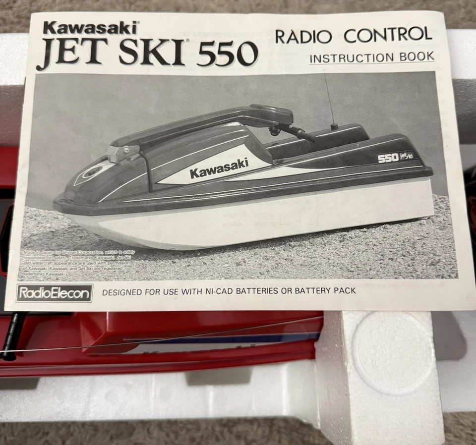 Rare VTG RC Kawasaki Jet Ski SHINSEI Japan W/Transmitter 15” In Box W/Manual - Image 2 of 4