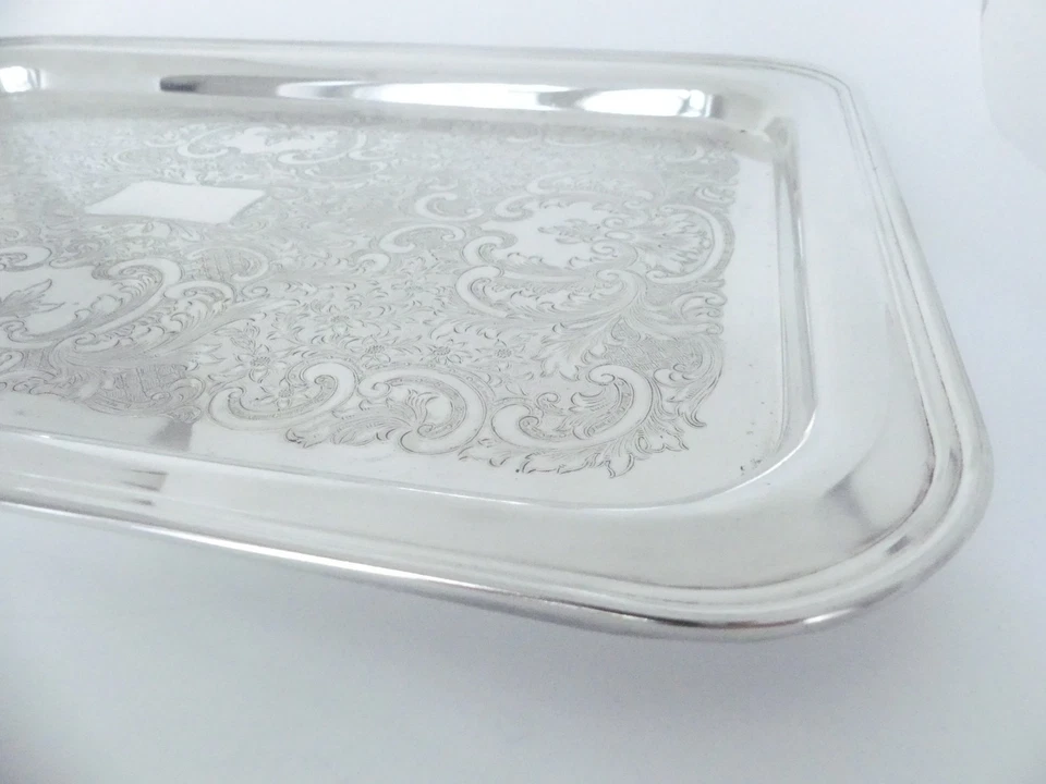 ♛ Rechteckiges englisches Tablett "Manor House" - 48 x 33 cm - versilbert ♛ - Bild 4 von 4