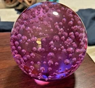 Vintage Italian Purple Paperweight Glass Control Bubble Murano Style 3.5" - DS31