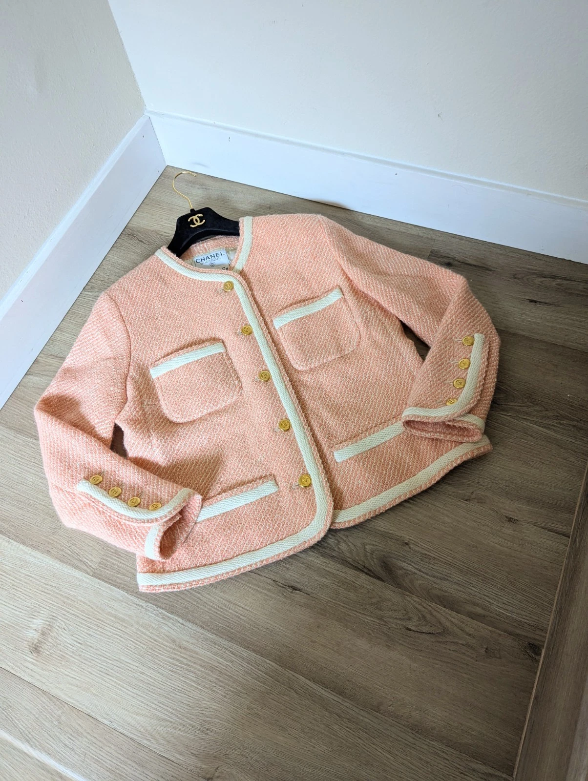 Giacca CHANEL primavera 1989 passerella iconica tweed CC FR44