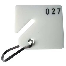 Key Tag, White, Square-Slotted, Nickel Plated 100 Pk, 33J887
