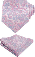 Mens Paisley Tie Handkerchief Casual Floral Necktie Set