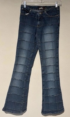 Vintage Lazer Jeans Sz 3 Blue Patchwork Flared Boot Cut Y2K 27x30