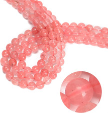 48Pcs 8Mm Cherry Quartz Pink Crystal Stone Natural round Loose Real Stone Beads