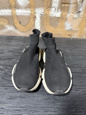 Balenciaga Speed Trainer Black Knit Fabric Slip On Womens Size 8