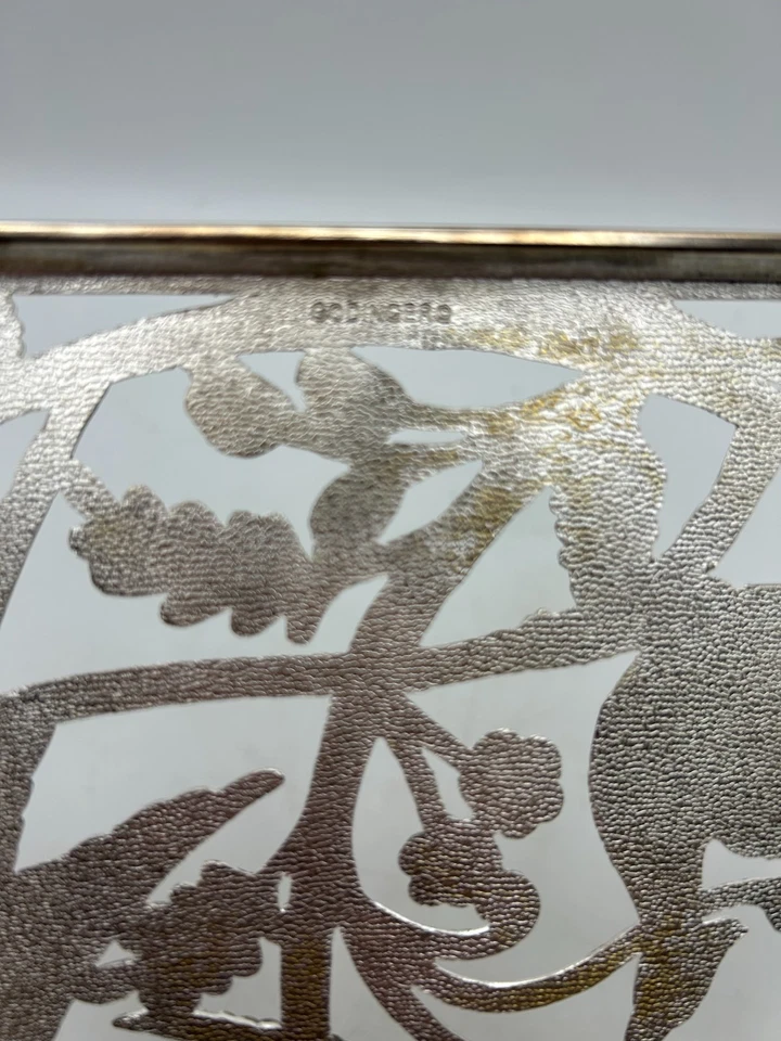 "Trivet de colección Godinger faisán y floral estilo Art Nouveau cuadrado tono plata 9""" Foto 4 de 4