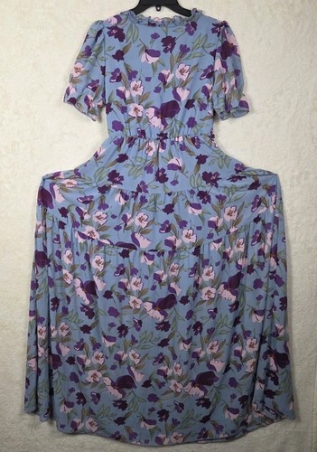 Women's Maxi Dress Sz Med Retro Inspired Feminine Full Skirt Floral Lined Tiered - Picture 9 of 10