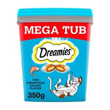 4 x 350g Dreamies Adult Cat Treats Mega Tubs Salmon Cat Biscuits 1400g