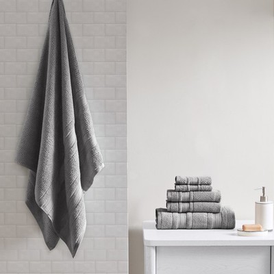 Cotton Quick Dry Bath Towel Set 6PC Dark Gray Lightweight