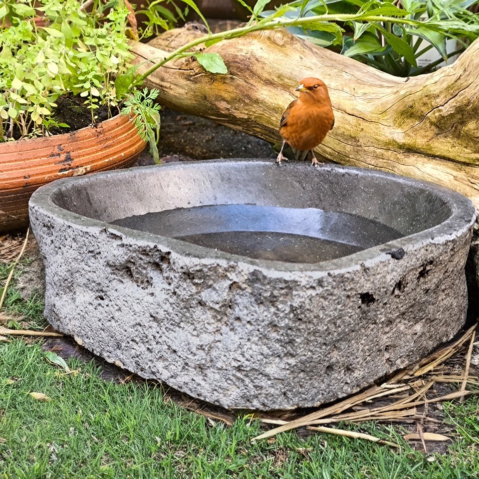 Vogeltränke aus Natur Flussstein  Wasserschale Ø25-27cm Winterfest 8-10kg - Bild 2 von 4