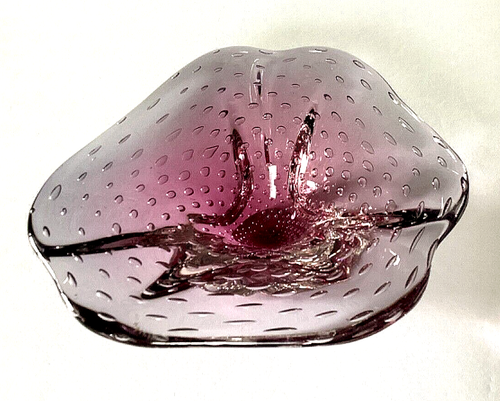 *Vintage Murano Glass Bowl Bullicante Amethyst Purple to Blue Ombre 8" - Zdjęcie 7 z 20