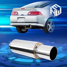 Universal Polished 2.25 Inlet 3 Outlet Straight Through Exhaust Muffler Tip
