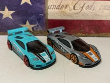 HOT WHEELS McLAREN F1 GTR X2. 2022 AQUA & SILVER LOOSE NICE