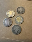 Lot of 5 Barber Dimes - 90% Silver - Junk 1898, 1910, 1914
