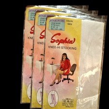 Vintage SOPHIA White Knee Hi Stockings 3 Pack 100 Nylon