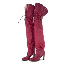 Gucci Thigh High Red Leather Slouch Drawstrin...
