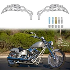 Motorcycle Chrome Flame Teardrop Rearview Mirrors For Harley Big Dog Chopper