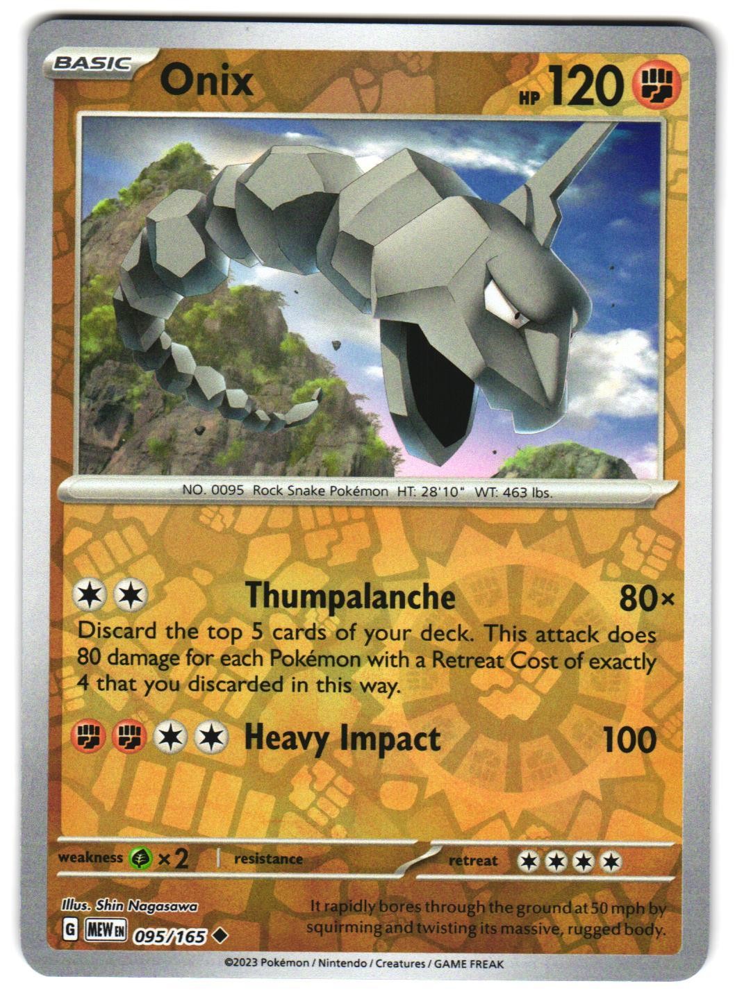 Onix 095/165 Reverse Holo SV: Scarlet & Violet 151 English Pokemon NM