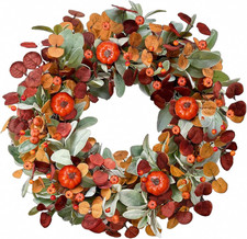 Fall Wreath 22 Inch Fall Wreaths for Front Door Autumn Wreath with Orange Pumpki