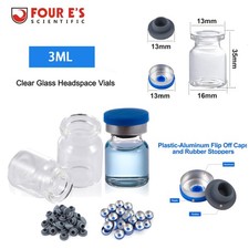 500PCS 3ml Glass Vials Headspace Vials Lab Vials w/ 13mm Crimp top Flat Bottom