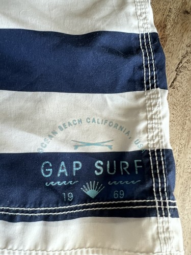 Gap Kids Boys Swim Trunks Size Medium (8) Navy And White Striped - Picture 3 of 11