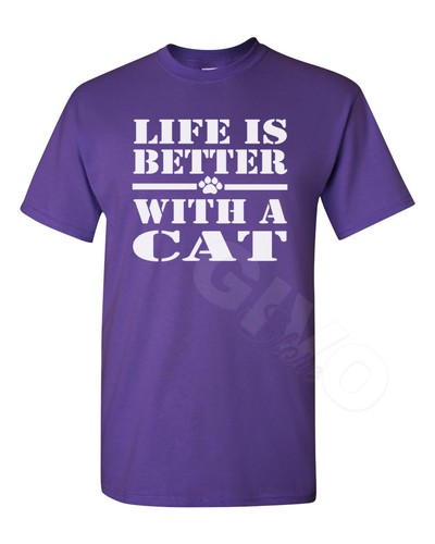 Life Is Better With A Cat Shirt – Funny Cat Pet Lover T-Shirt Gift - Picture 11 of 14