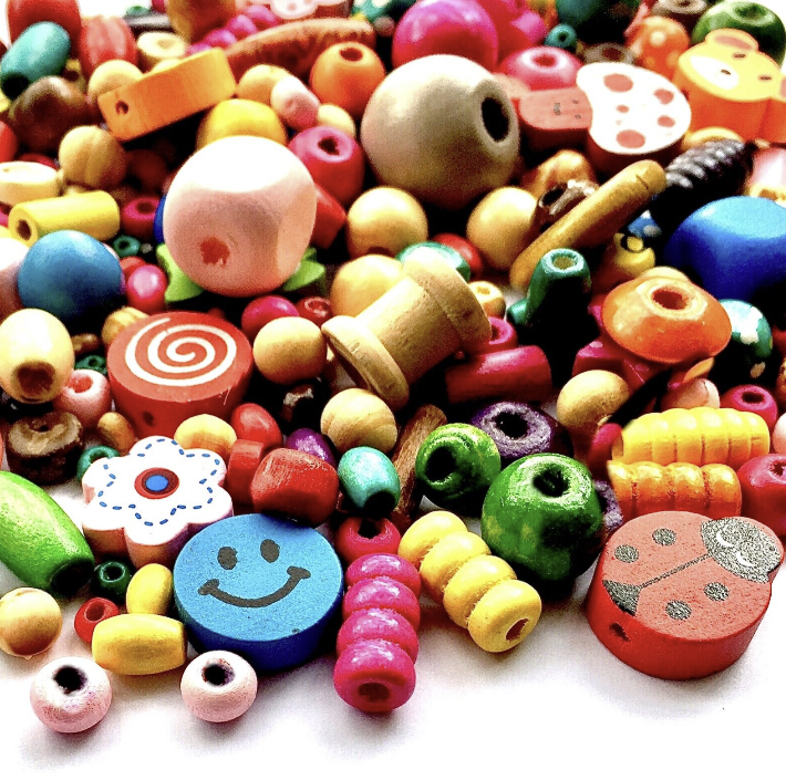 Over 500 pcs of Handpicked Multicolour Multi Style Wooden Beads