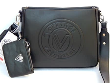 VALENTINO ORLANDI ITALY Black LOGO CROSSBODY SHOULDER BAG + SMALL WALLET NEW