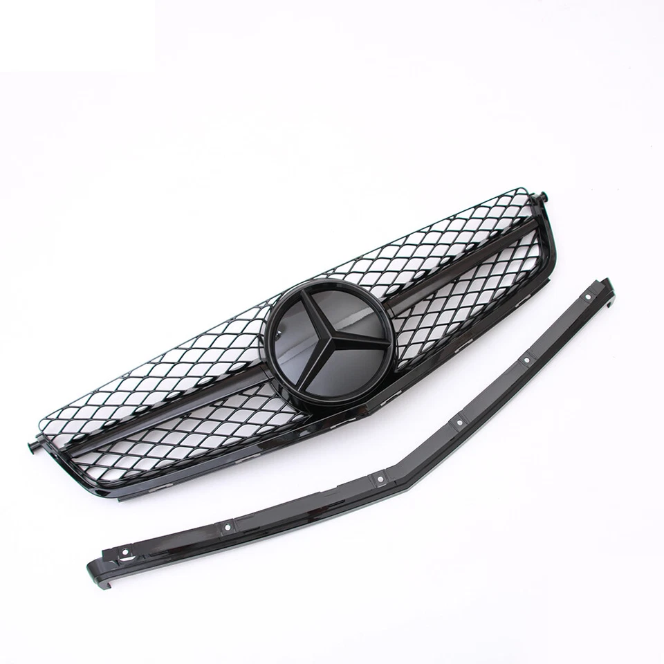 Glossy Black Front Grille w/LED Emblem For 2008-2011 Mercedes Benz W204 C63 AMG Foto 2 de 4