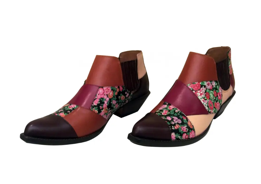 Coach Leather Patchwork Multicolor Floral Booties Size EU36.5/US