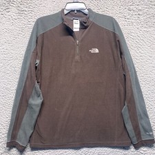 The North Face Mens Medium Brown Fleece Pullover Sweater Quarter Zip
