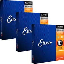3 Sets Elixir Light NANOWEB Electric Guitar Strings 12052 10-46