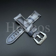 22 24 26 MM Camouflage Leather Watch Strap Fits For Panerai PAM Sub Luminor Blue