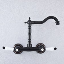 Black Oil Rubbed Brass Kitchen Faucet Bathroom Sink Mixer Tap Wall Mount ssf750