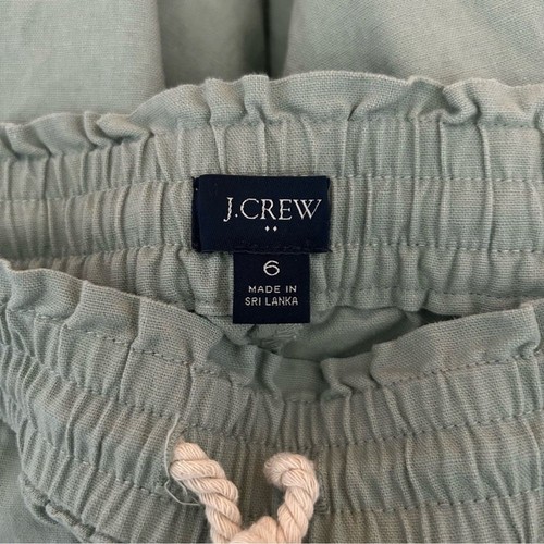 J. Crew Factory Linen Cotton Blend Wide Leg Paperbag Pants Sage Green Size 6 - Picture 8 of 10