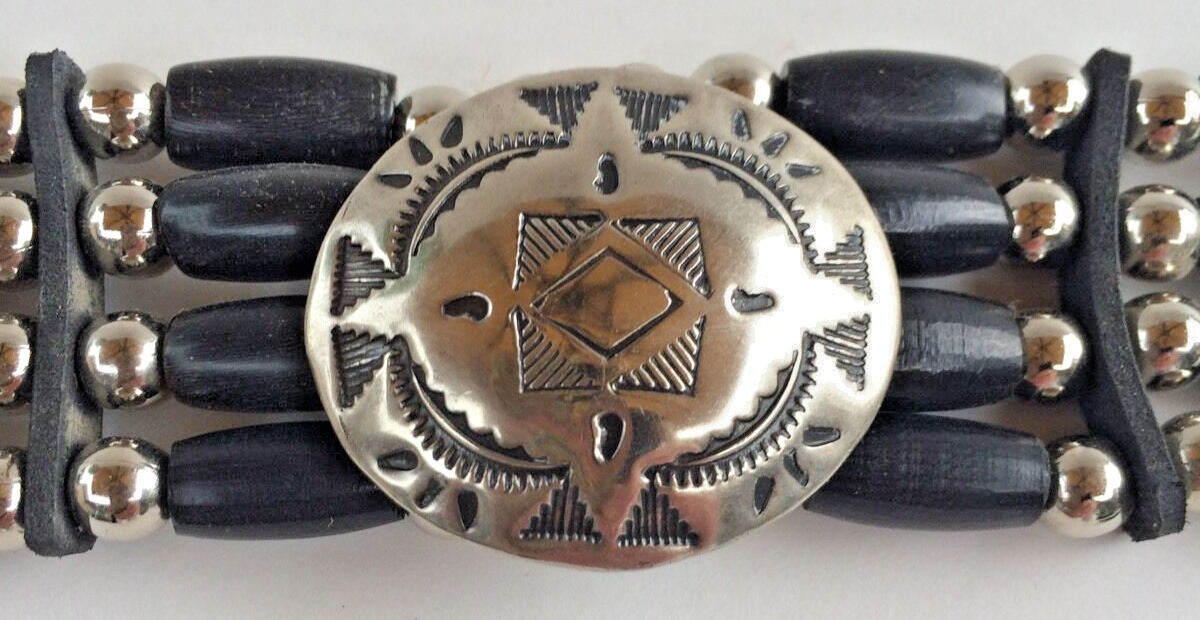 Handcrafted Buffalo Horn Belt Adjustable Beaded Carved Panels Boho Tribal Artisa Handmade In the USA ! Cactus Mountain Buffalo Horn Western  main image 2