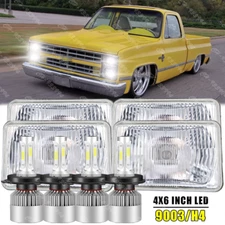 4PCS 4x6" DRL LED Headlights For Chevy C10 1981 1982 1983 1984 1985 1986 Trucks