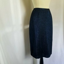 60s shiny metallic Blue Black Lurex Wiggle Pencil Skirt Alaron California Pin Up