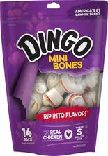 Dingo Mini Bones Chicken Wrapped Rawhide Chews For Small Dogs 4.8 Ounce Pack