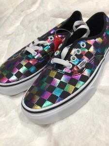 vans authentic iridescent checkerboard skate shoes