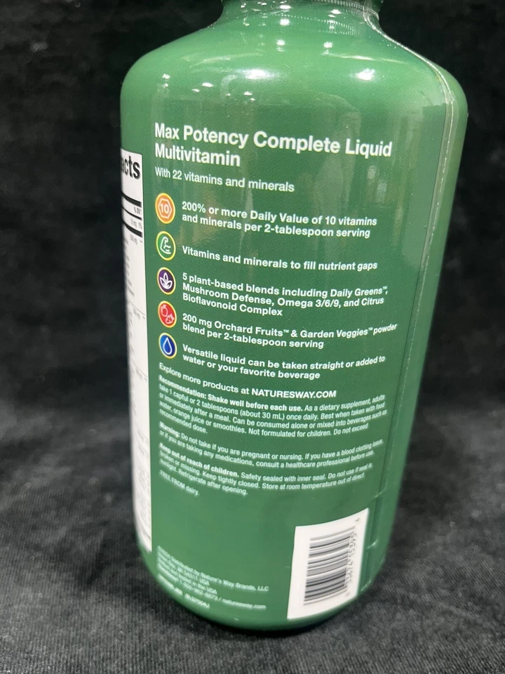 Multivitamínico líquido Nature's Way Alive potencia máxima - 30,4 fl oz. Mejor por: 06/25 Foto 3 de 4