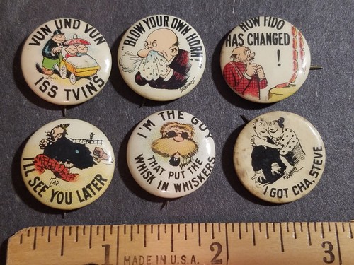 6 botones pinback vintage cómicos de cigarrillos Tokio - Imagen 3 de 4