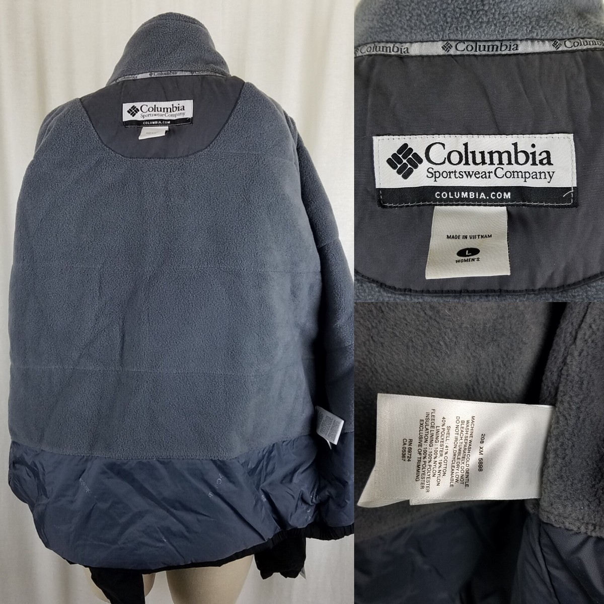 Columbia Black Fleece Lined Falmouth Parka Jacket Full Zip Womens